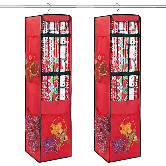 2Pcs Hanging Wrap Organizer Wrapping Paper Storage Hanging Storage Bag
