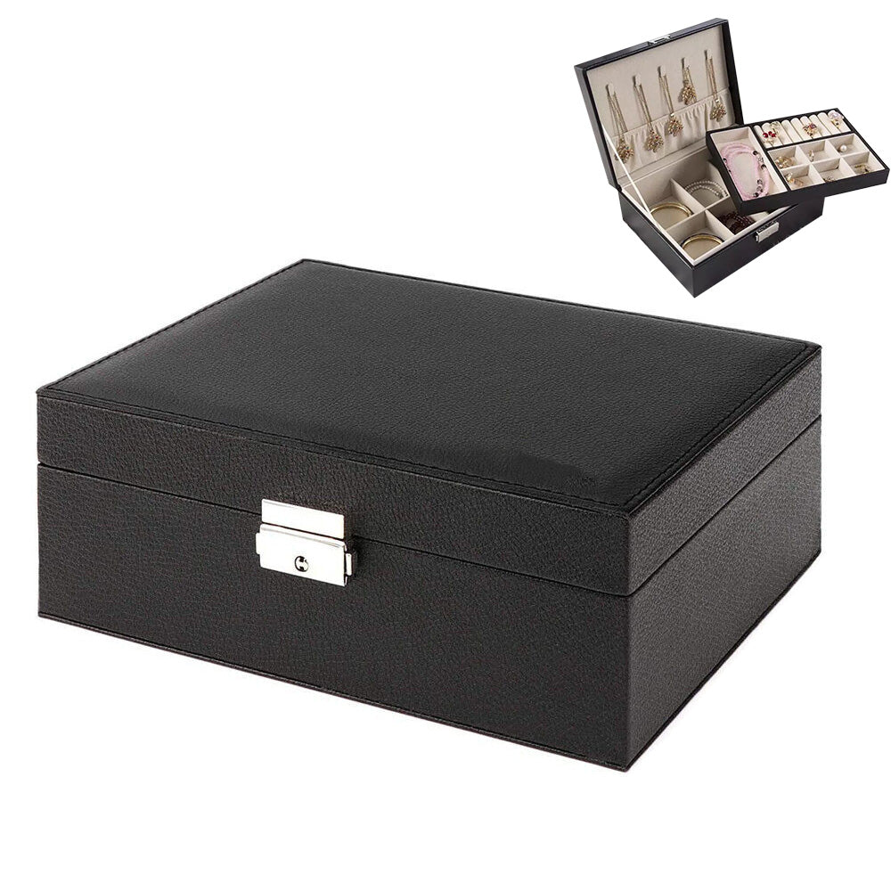 Jewellery Organiser Case Box Holder Storage Earring Ring Display with Lock and Key