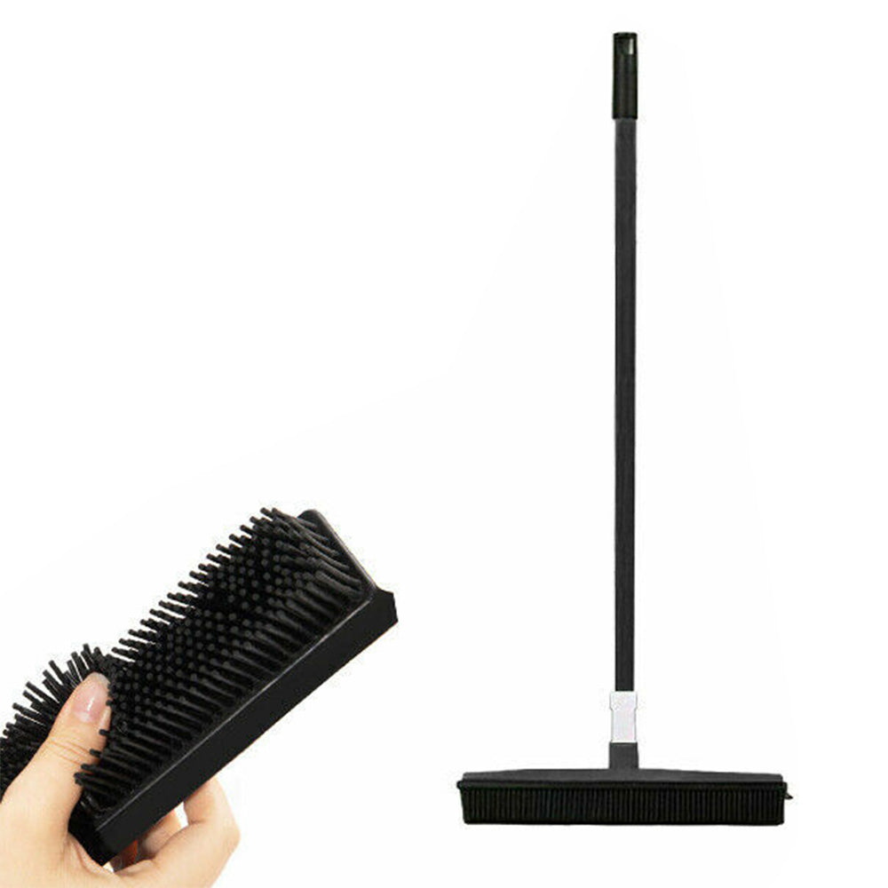 Rubber Broom For Pet Dog Cat Hair Sweeper Squeegee Windows Car Long Handle