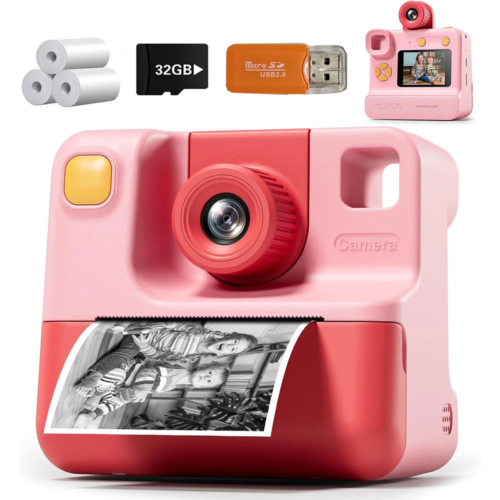1080P Instant Print Camera Toy HD Selfie Digital Video Cameras with Print Papers and 32GB SD Card