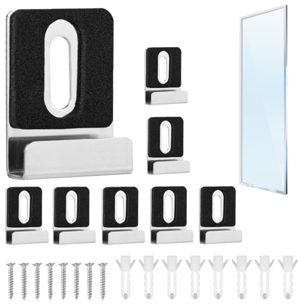 8Pcs Metal Mirror Holder Kit Loaded Mirror Hanger Clips Set