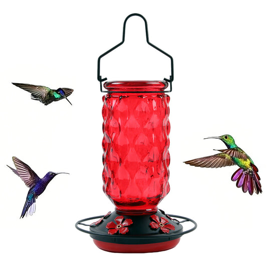 Stained Glass Hummingbird Feeder Wide Mouth Garden Decor