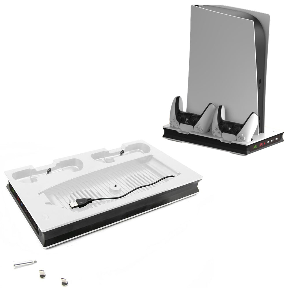 For PS5 Vertical Stand Cooling Fan with Dual Controller Charging Dock Station