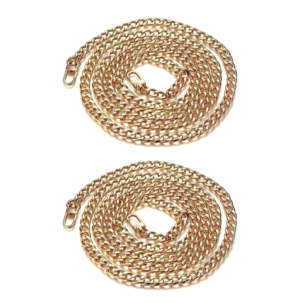 2Pcs Flat Chain Shoulder Strap Replacement Metal Bag Strap with Hook Clasps for Handbags Purses