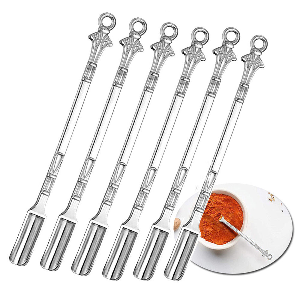 6Pcs Mini Metal Scoop Portable Small Sampling Spoon for Spice and Coffee