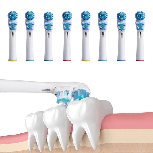 8 Pack Dual Clean Replacement Brush Heads Compatible with Oral-B Electric Toothbrush