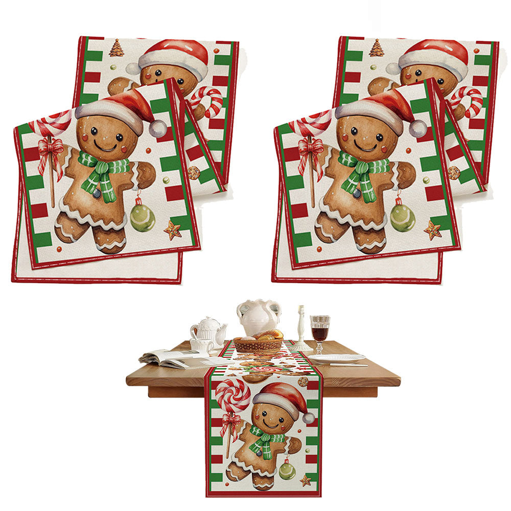 2Pcs 180x33CM Christmas Table Runner Xmas Party Dinning Table Flag Decor
