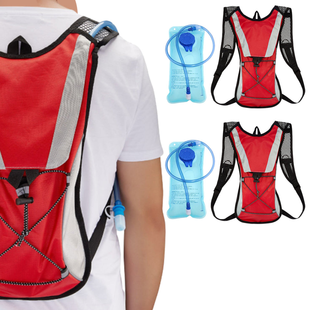 2Pcs Hydration Pack Backpack Bag With 2L Water Bladder For Hiking Camping
