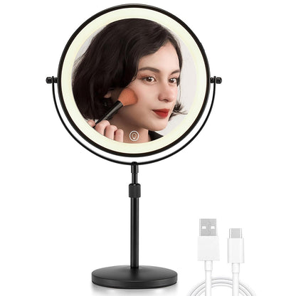 10X Magnifying Makeup Mirror with LED Light Foldable Cosmetic 360 Degree Rotation Mirror