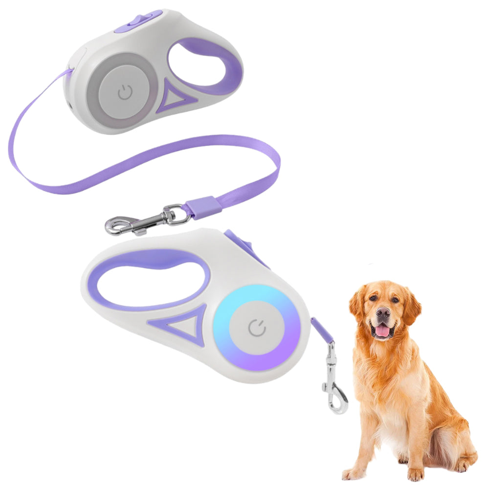 2Pcs RGB 5M Extendable Retractable LED Training Lead Rope Pet Leash
