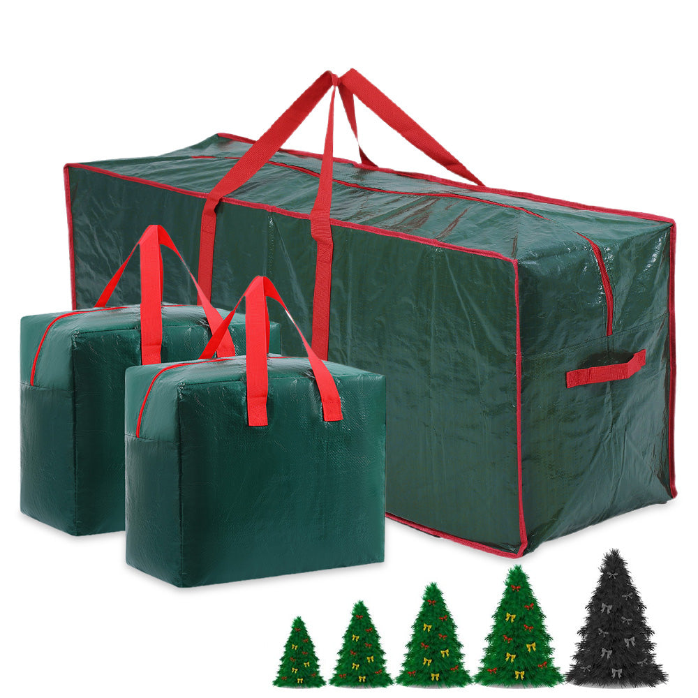 3pcs Large Christmas Tree Storage Bags PE Water-Resistant with Reinforced Handles and Zipper