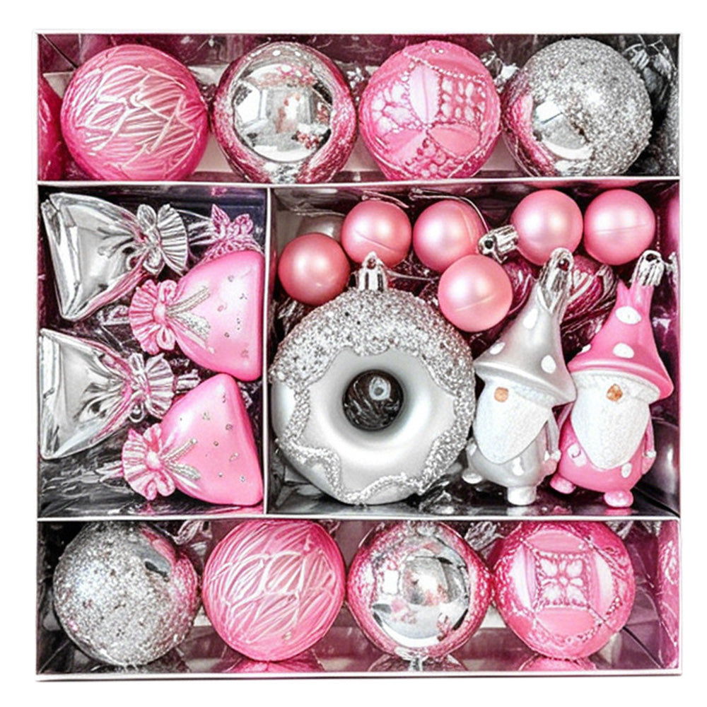 60 Piece Christmas Donut Santa Gnome Ball Hanging Ornament Set