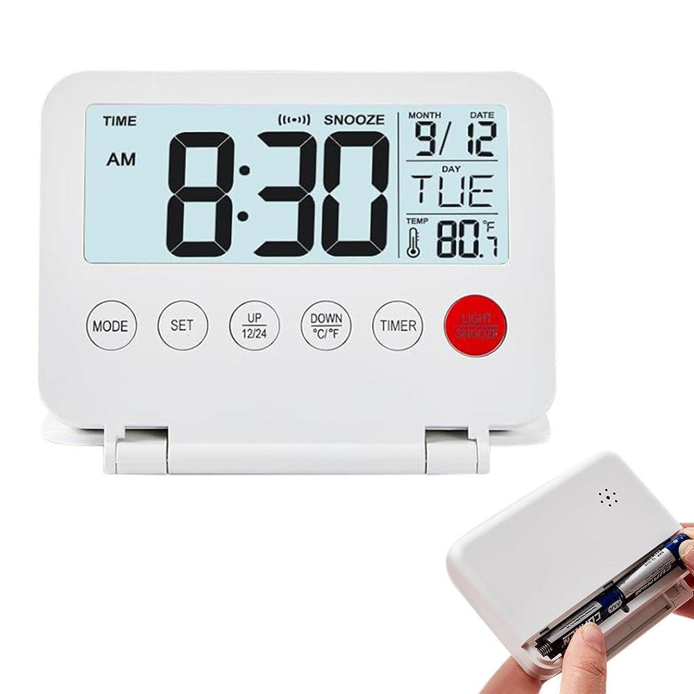LED Digital Alarm Clock Large Display Desk Clock Foldable
