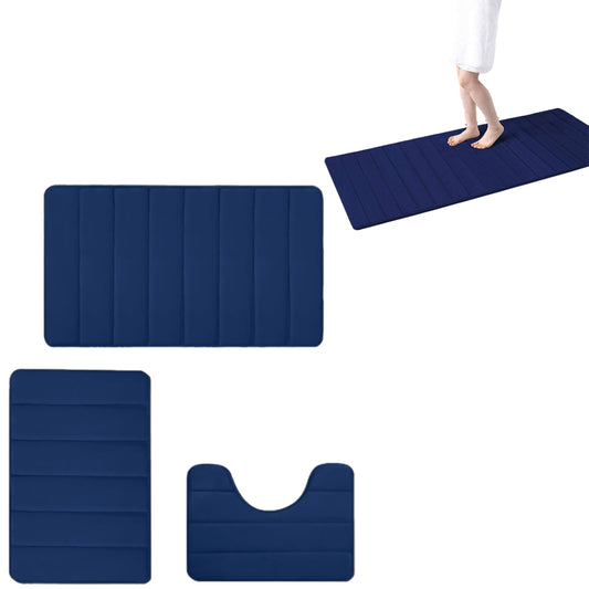 3Pcs Coral Fleece Bathroom Mat Anti Slip Toilet Rugs Fast Absorbent