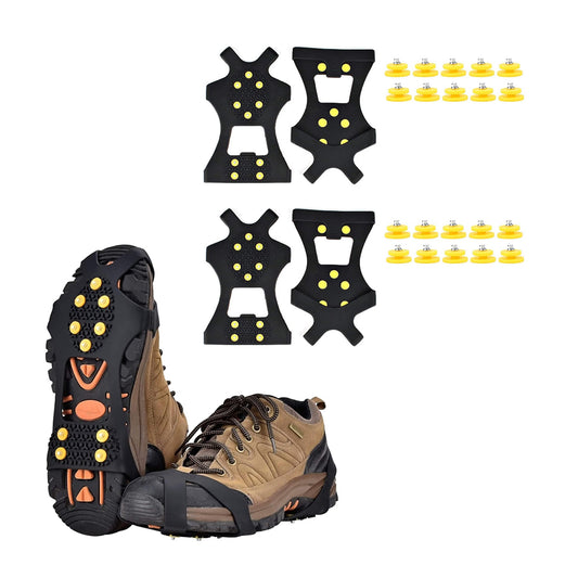 2Pcs 10-Stud  Anti-Slip Crampons Snow Shoe Spikes Grips for Shoes Boots