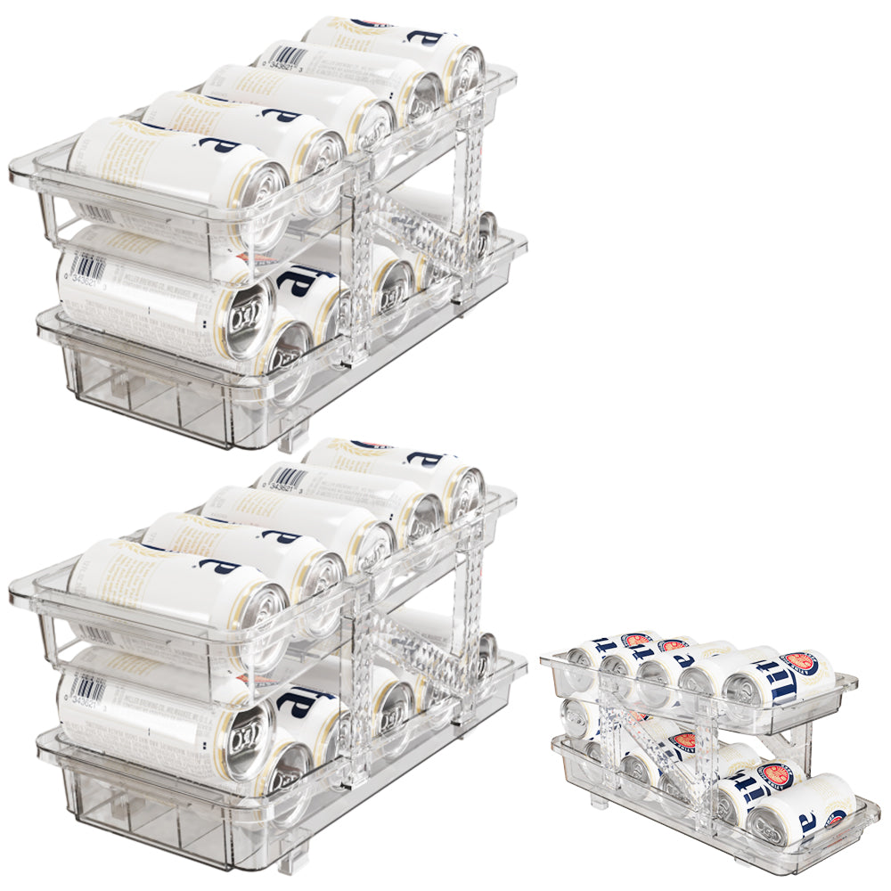 2Pcs Refrigerator Organizer Bin Adjustable Width Soda Can Storage Rack Container Drink Dispenser