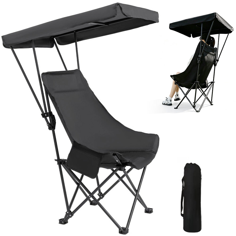 Camping Chair with Canopy Folding Outdoor Chair for Fishing Beach
