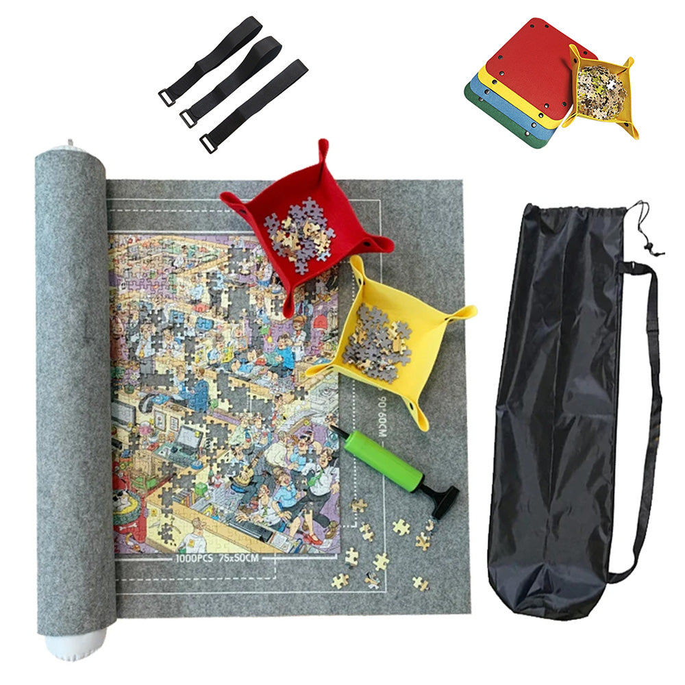 1500PCS Jigsaw Roll Mat Puzzle Storage Saver Pad With Sorting Trays