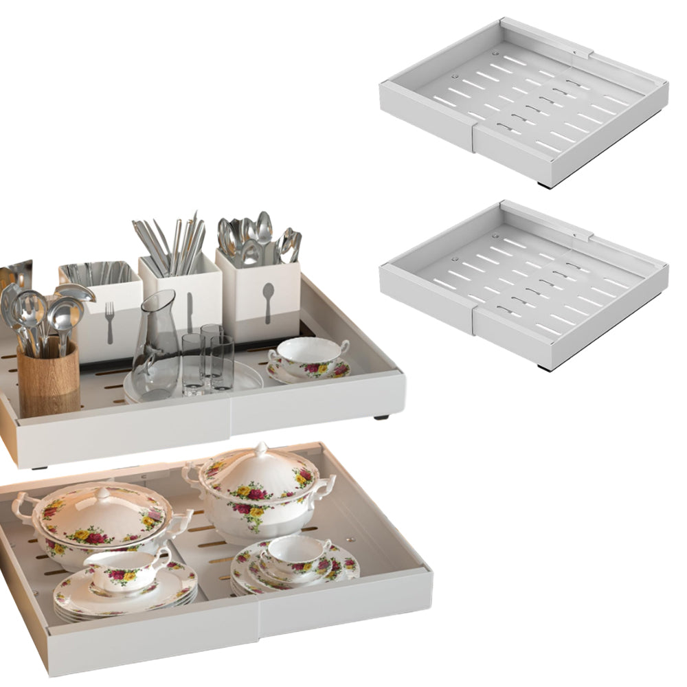 2Pcs Pull Out Expandable Drawer Storage Rack for Kitchen