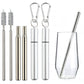 2 Pack Collapsible Stainless Steel Travel Straws with Keychain Cases