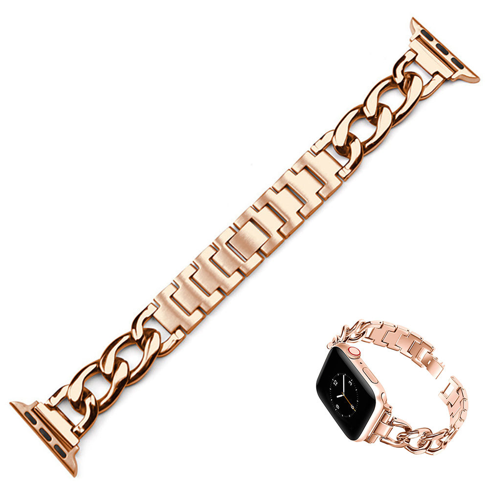 Metal Strap Band for Apple Watch Series 8 7 6 5 4 3 2 1 49mm 46mm 45mm 44mm 42mm-Rose Gold