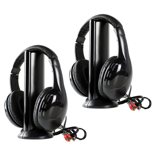 2Pcs 5 in 1 Wireless Headphones Rechargeable PC TV Radio Home Headset with Mic