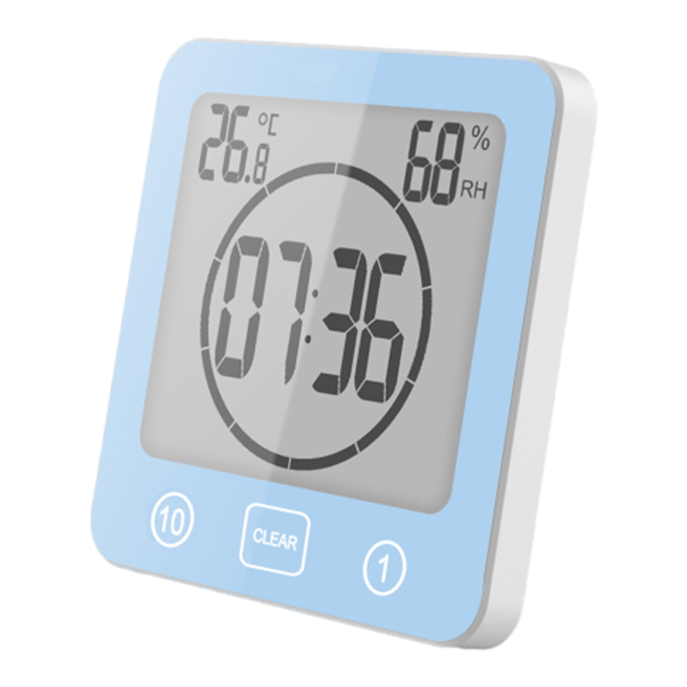 Digital Temperature Humidity Meter Water-Resistant Bathroom Alarm Clock