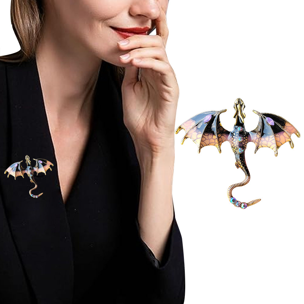 2Pcs Flying Dragon Brooch Pin Vintage Punk Flying Dragon Brooch