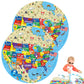 2Pcs Round World Map Geography Puzzle Jigsaw for Kids