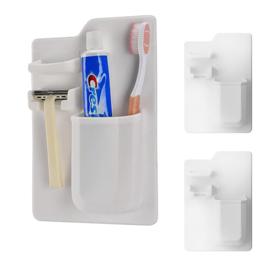 2Pcs Silicone Wall Mount Razor Toothbrush Toothpaste Stand Bath Shower Storage Holder