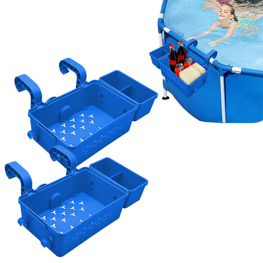 2Pcs Hanging Removable Poolside Storage Basket with Cup Holders