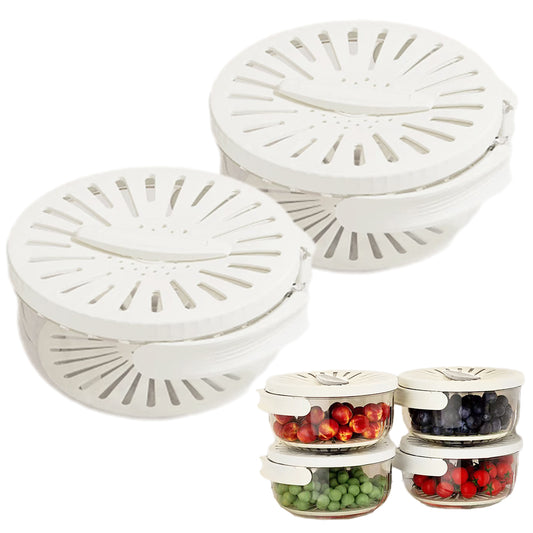2Pcs Plastic Fruit Vegetable Washing Drain Basket with Lid