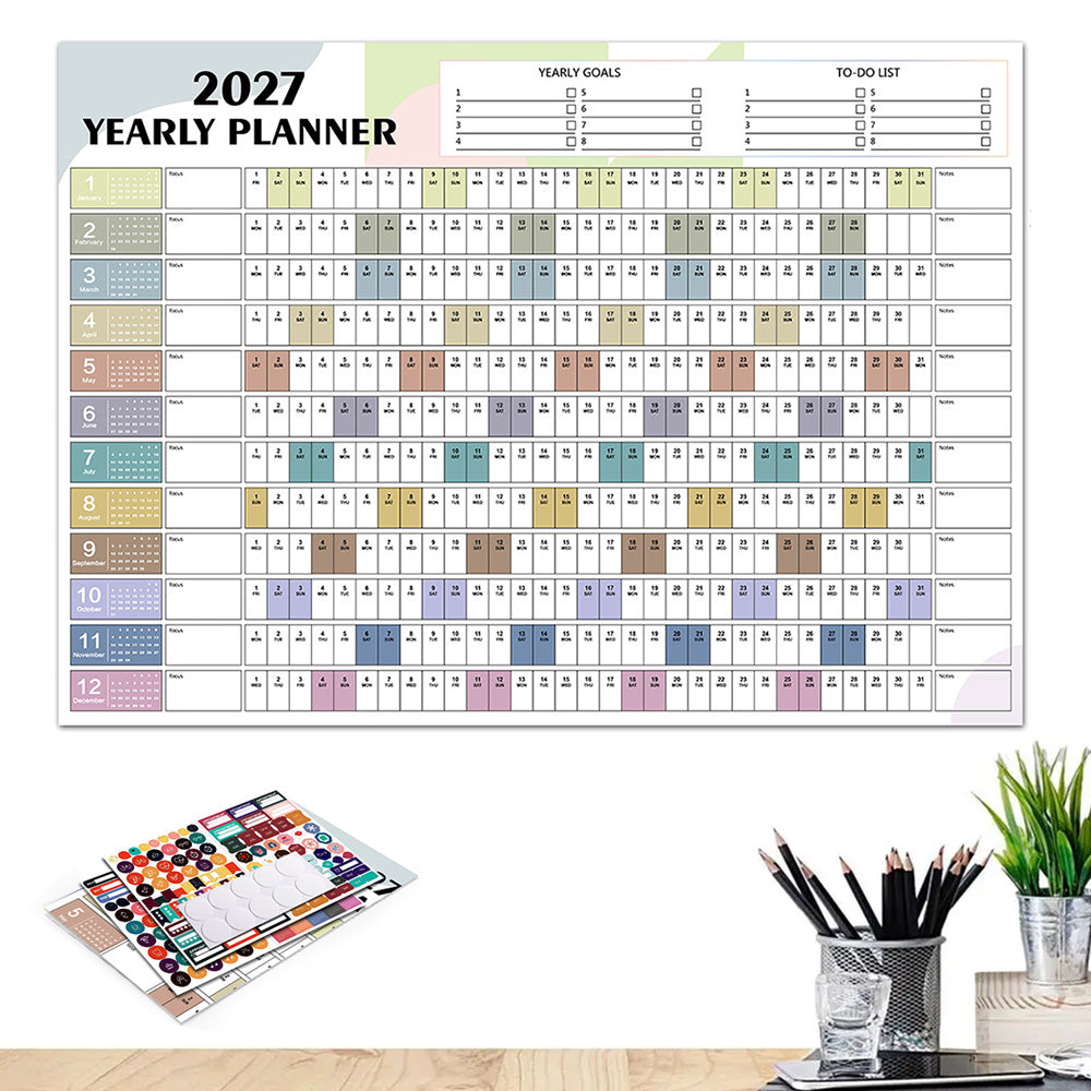 2027 Full Year Wall Calendar for Home Office and School Planning