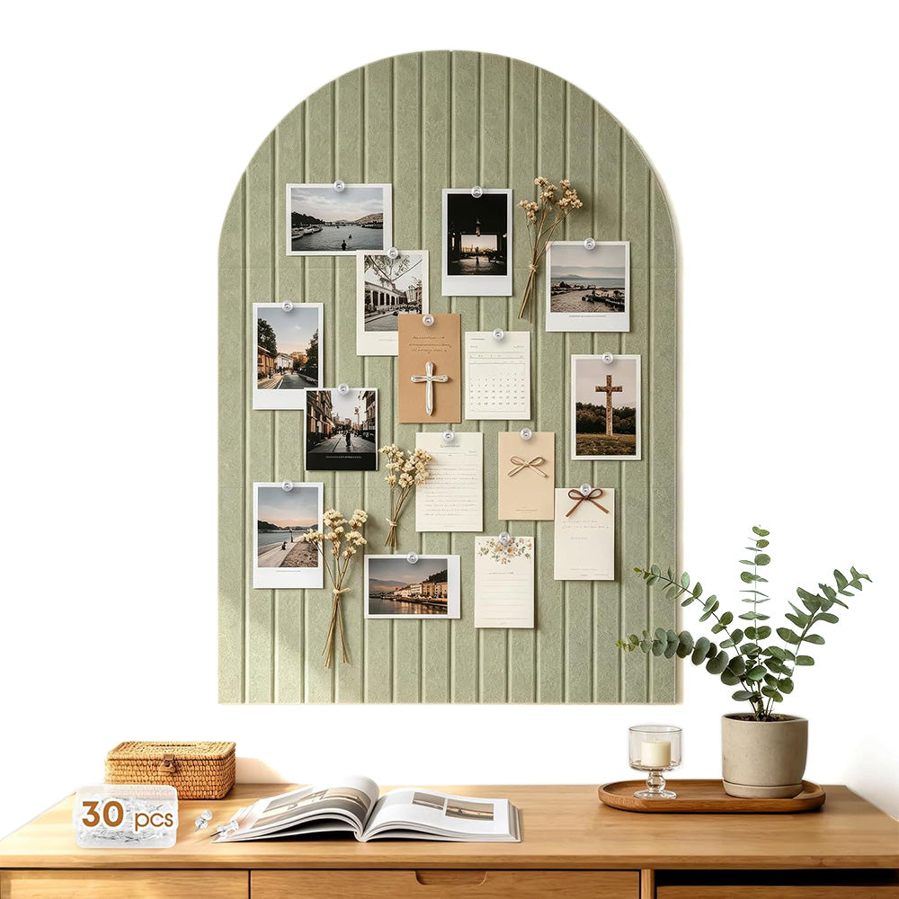 Large Arched Felt Bulletin Board with 30 Push Pins for Home Office School