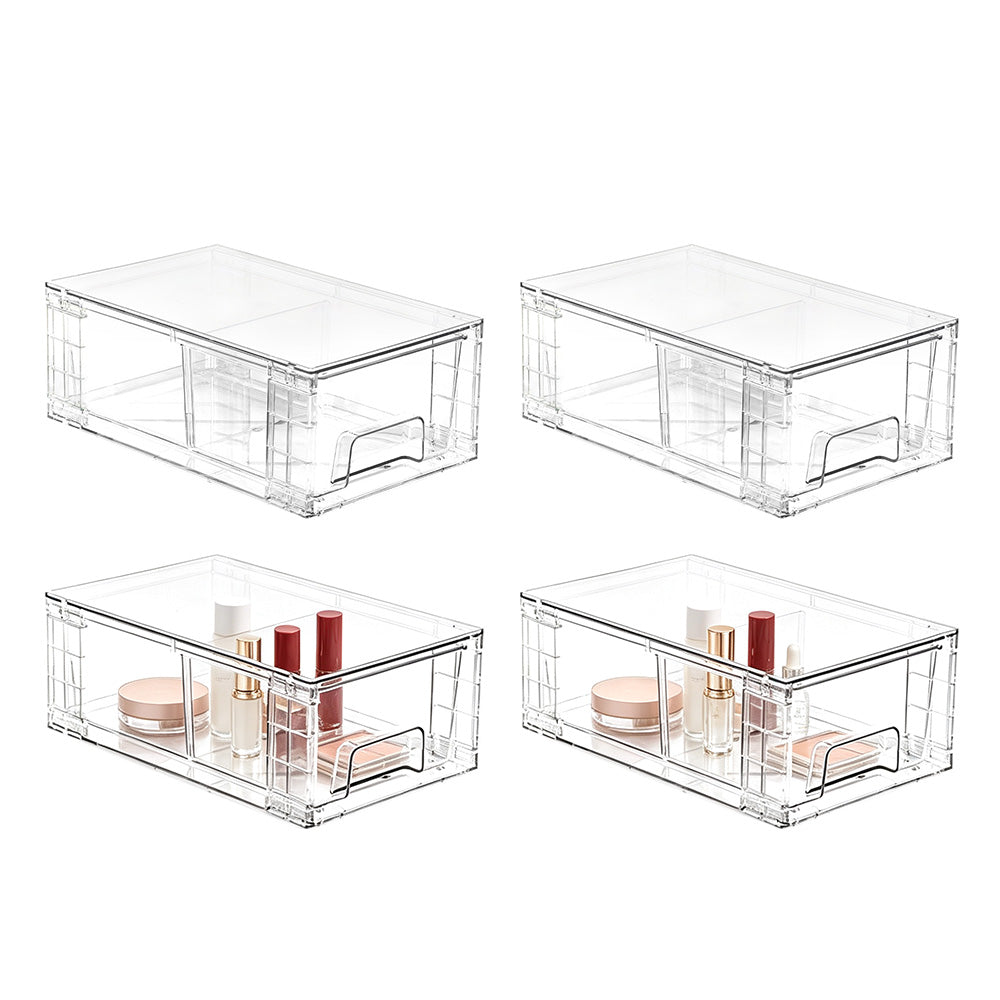 Stackable Clear Makeup Organizer Drawer for Skincare Storage