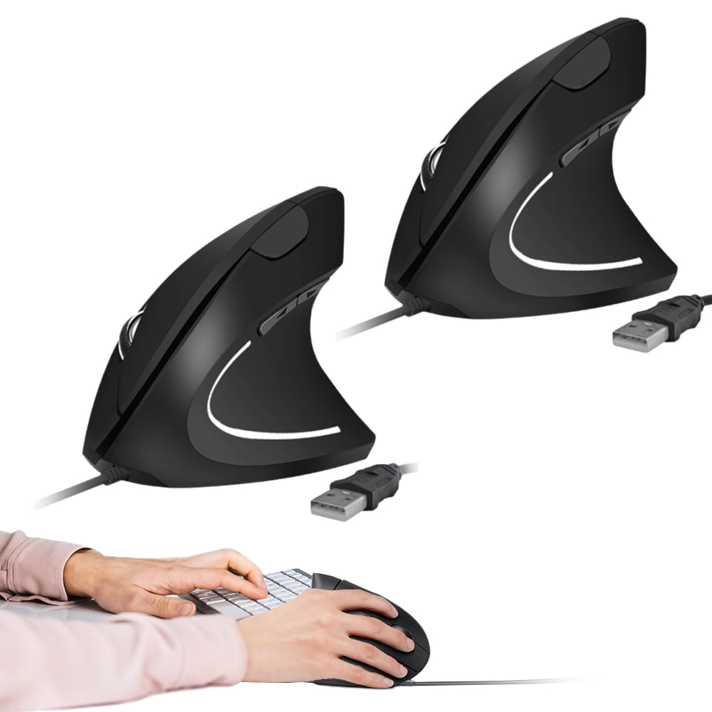 2Pcs Ergonomic Optical Vertical Mouse 800 1200 1600 DPI 6 Key Gaming Mice USB Wired Mouse