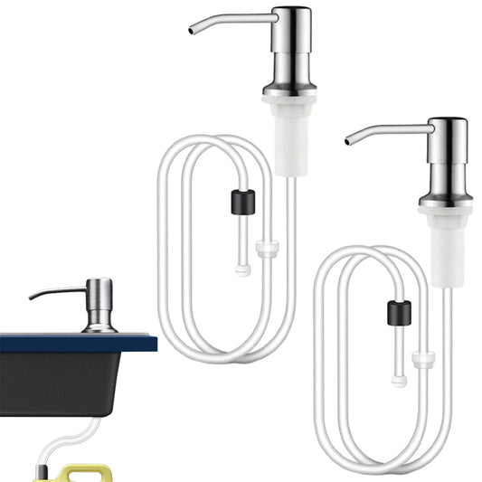 2Pcs Kitchen Sink Soap Dispenser Stainless Steel Hand Liquid Pump with 1.2m Tube Kit