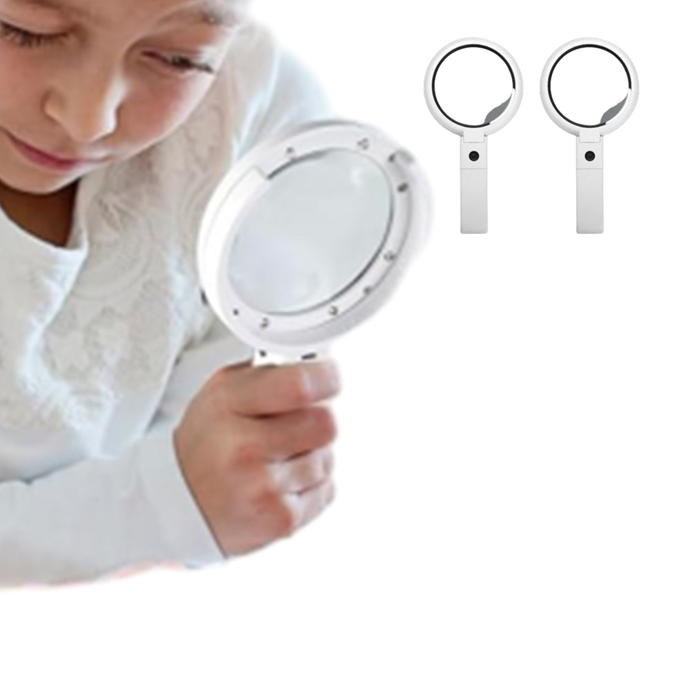 2Pcs Stand Handheld Foldable Magnifier with LED Light