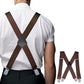 Mens X Back Elastic Suspenders with 4 Metal Clips Adjustable to 120cm