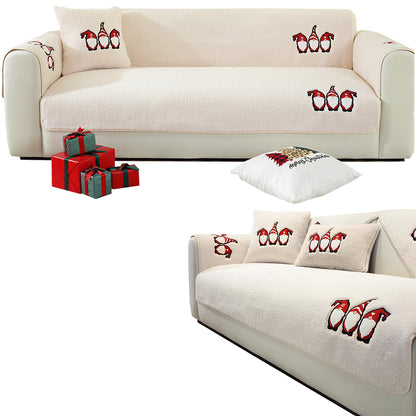 Christmas Sherpa Fleece Slipcover Protector Sofa Throw Cover Soft Thick Cozy Sofa Throw