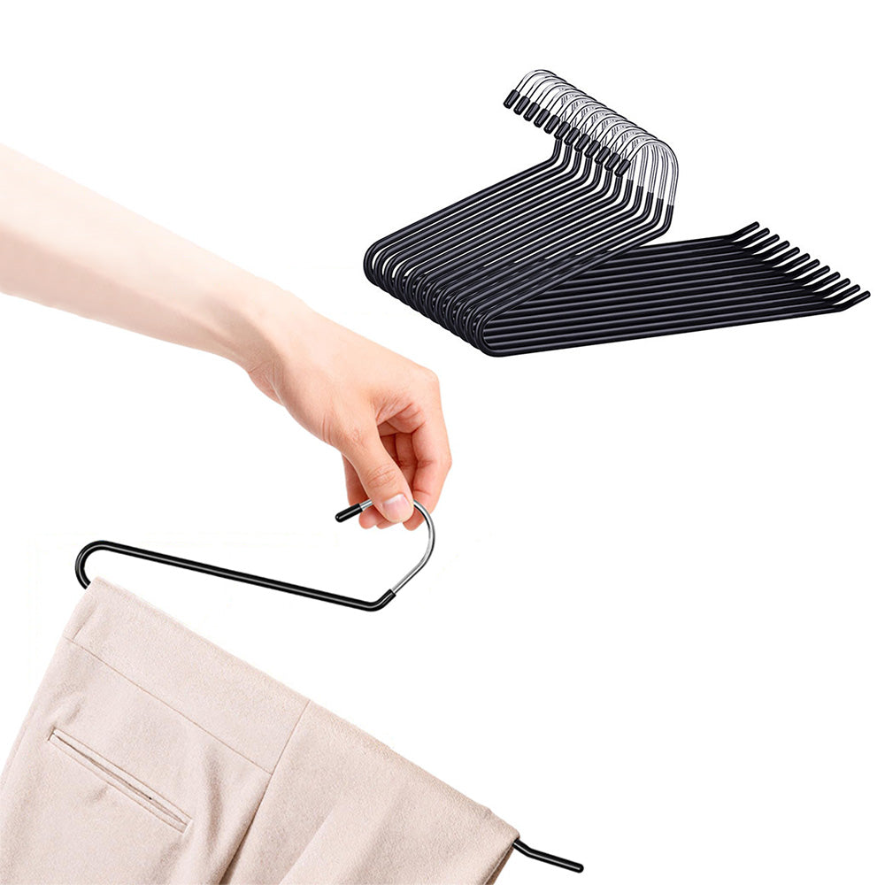 10 Pack Heavy-Duty Non-Slip Pant Hangers Metal Open-End Clothes Hanger for Jeans And Blankets