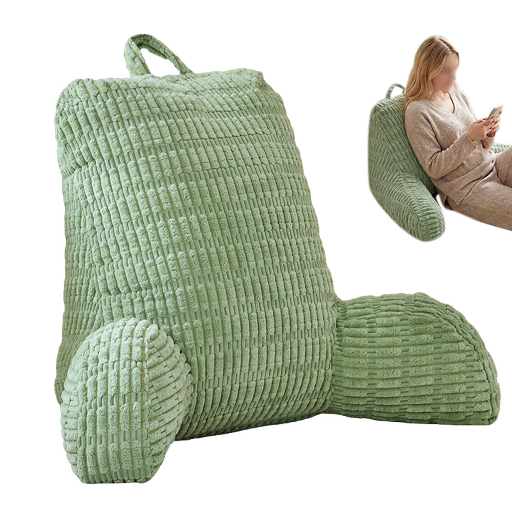 Bedside Backrest Cushion with Armrests Pocket and Washable Cover
