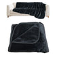 Water-Resistant Reversible Flannel Blanket Machine-Washable for Bed Sofa Camping-Black