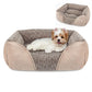 Soft Plush Pet Bed with Raised Sides Calming Nest-Camel