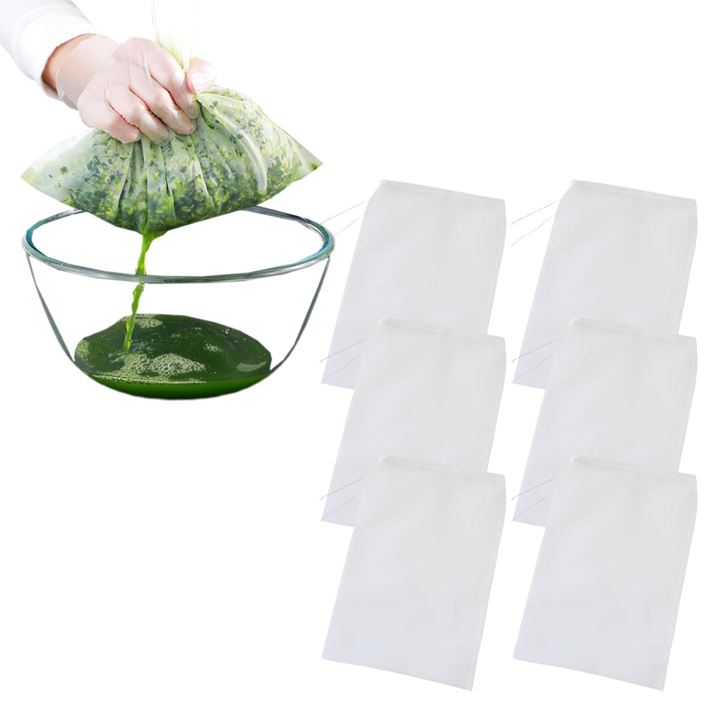 6Pcs Micron Reusable Nylon Fine Mesh Food Filter Bag for Nut Milk Coffee