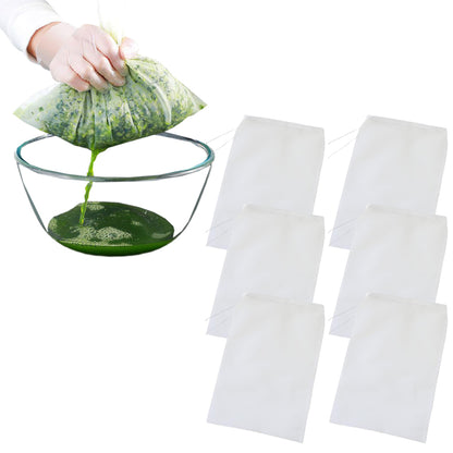 6Pcs Micron Reusable Nylon Fine Mesh Food Filter Bag for Nut Milk Coffee