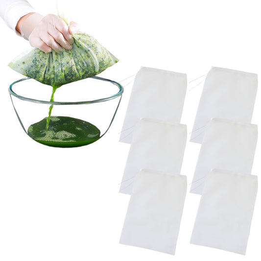 6Pcs Micron Reusable Nylon Fine Mesh Food Filter Bag for Nut Milk Coffee