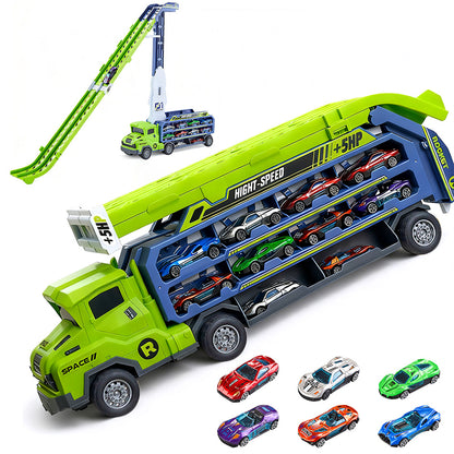 Carrier Truck Transport Car Toys Foldable 3 Layer Car Race Track Toys With 6 Toy Cars