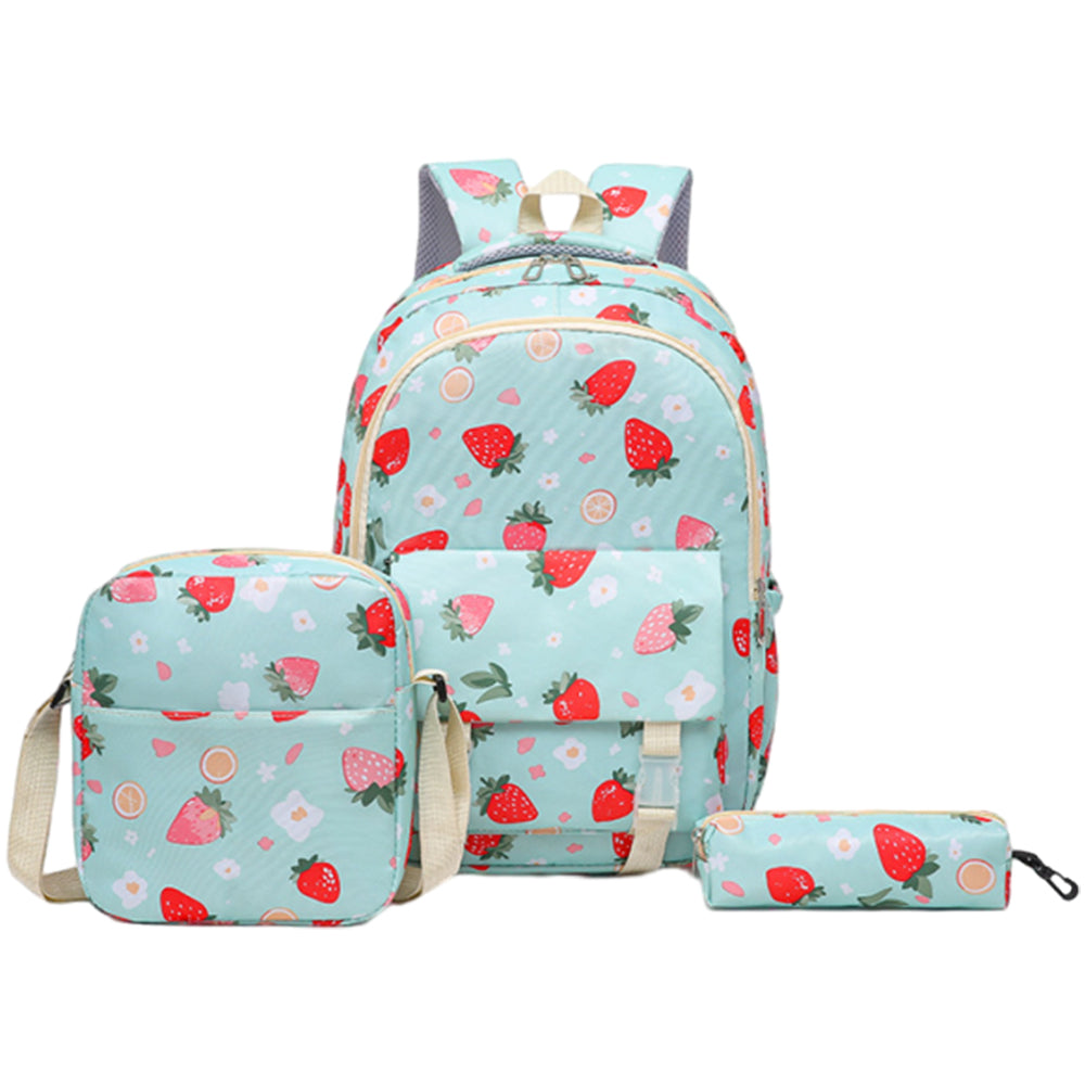 3Pcs Set Kids Backpack With Lunch Bag Pencil Bag Nylon Lightweight School Backpack