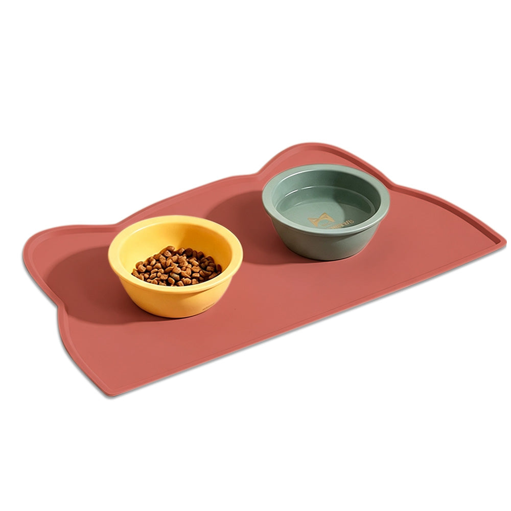 Thick Silicone Non Slip Pet Feeding Mat with Raised Spill Edge